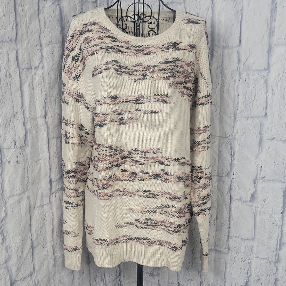 Pure Jill Textured Multicolored Knit Sweater Medium